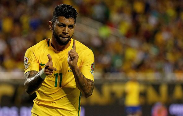 Brazil forward Gabriel Bautista (in yellow) celebrates his goal against Haiti. Photo credit: Mark Ehrmann/Getty Images Sport