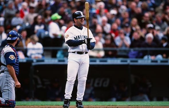 Edgar Martinez of the Seattle Mariners bats against the Toronto Blue Jays at Safeco Field on May 5, 2001 in Seattle, Washington. (Photo by Sporting News via Getty Images