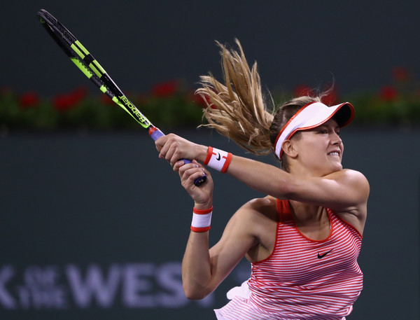 Eugenie Bouchard during his first round match in Indian Wells. Photo: Julian Finney/Getty Images