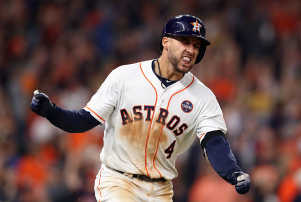 Springer reacts after his home run atoned for his defensive miscue in the bottom half of the inning/Photo: Christian Petersen/Getty Images