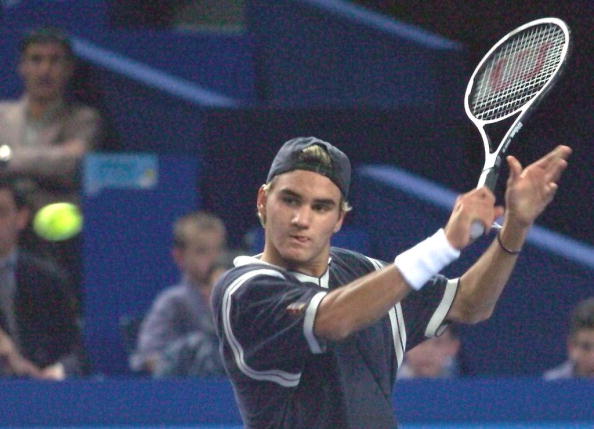 Roger Federer competes in Marseille, France, at 18 years old. Credit: Georges Gobet/Getty Images