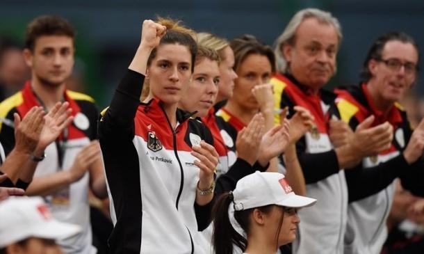German Fed Cup team during their round one tie. Photo: Fed Cup