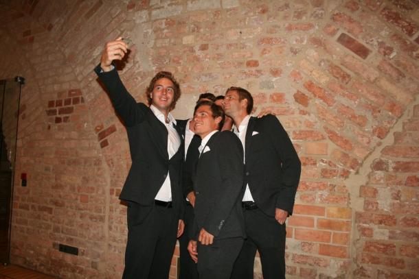 The Germans take a selfie prior to the draw ceremony. Photo: Davis Cup