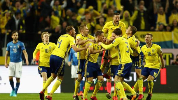Suecia celebra la victoria de local. Photo: Getty images