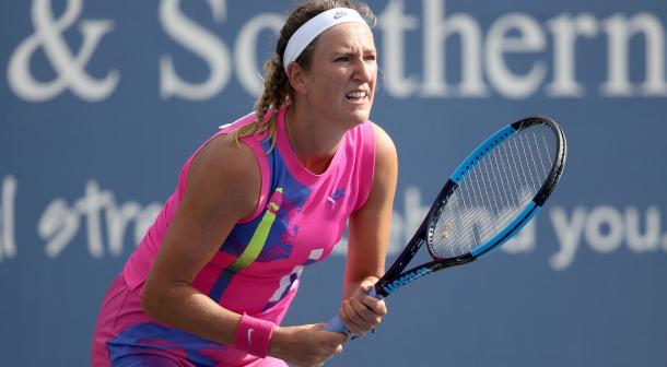 Azarenka in action against Garcia/Photo: Matthew Stockman/Getty Images