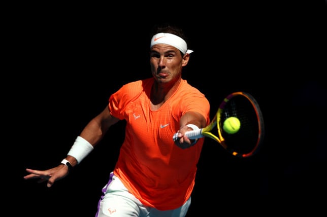 Nadal plays a forehand during his first-round match in Melbourne/Photo: Matt King/Getty Images