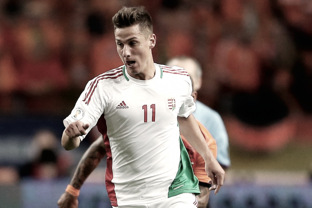 Krisztian Nemeth playing for Hungary. | Photo: Scott Heavey/Getty Images