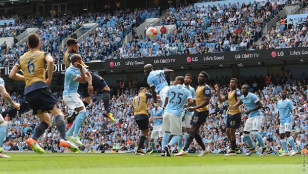 Grioud levelled the game with a towering header. | Image source: Arsenal