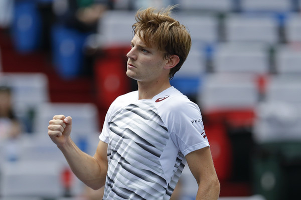 David Goffin pumps his fist during his first round win. Photo: Lintao Zhang/Getty Images