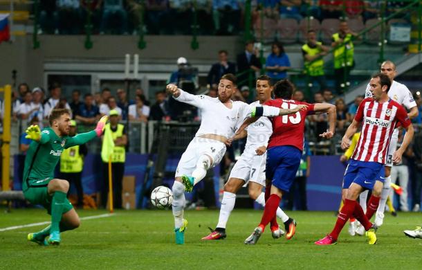 Ramos en el momento del gol | Realmadrid.com