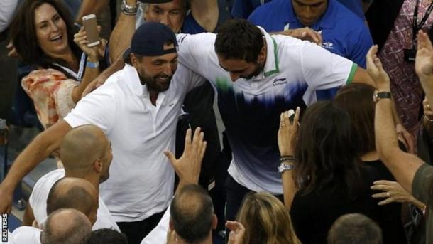 Goran Ivanisevic (left) celebrates with Marin Cilic (right) after Cilic shocked the world by winning the 2014 U.S. Open. (Photo: BBC Sports)