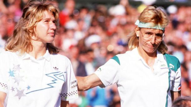 Graf (left) and Martina Navratilova, the woman Graf dethroned as queen of women's tennis. Photo: Sky Sports