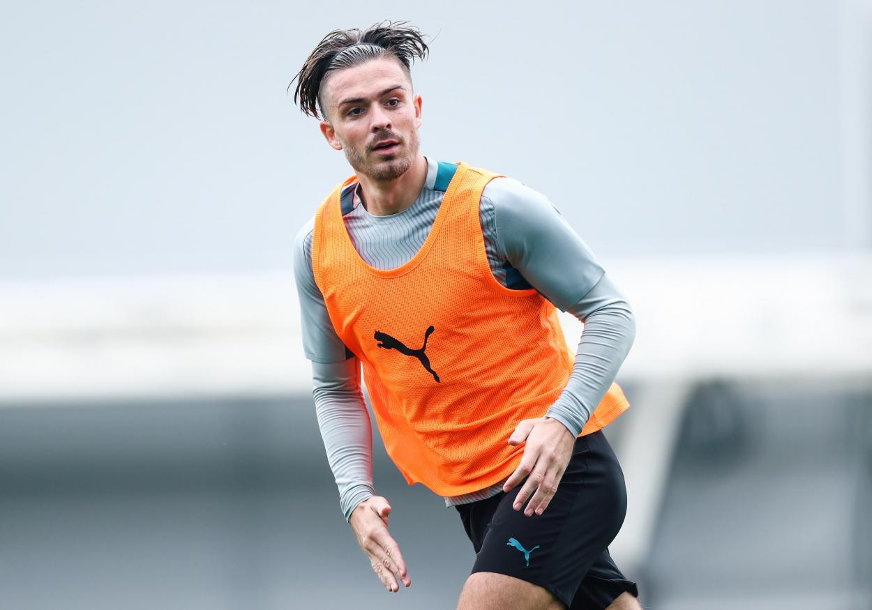 Jack Grealish trains with the Man City team after his £100 million transfer | Credit @ManCity