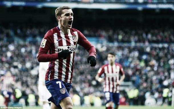 Above; Antoine Griezmann celebrating his goal in Atletico Madrid's 1-0 win over Real Madrid in February | Photo: AFP / Getty Images 