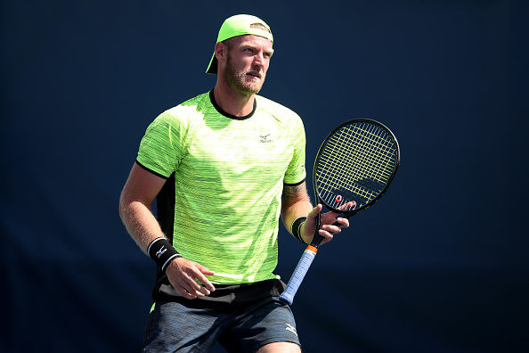 Sam Groth reacts to a point during his match at the US Open against Karen Khachanov (Photo: Matthew Stockman/Getty Images)