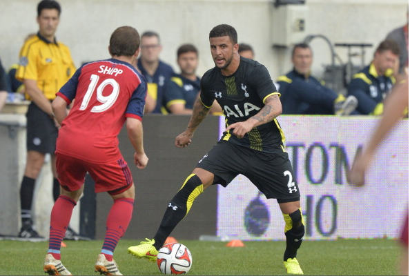 Harry Shipp marking Kyle Walker of Tottenham Hotspur during a friendly in July of 2015 / Brian Kersey - Getty Images)