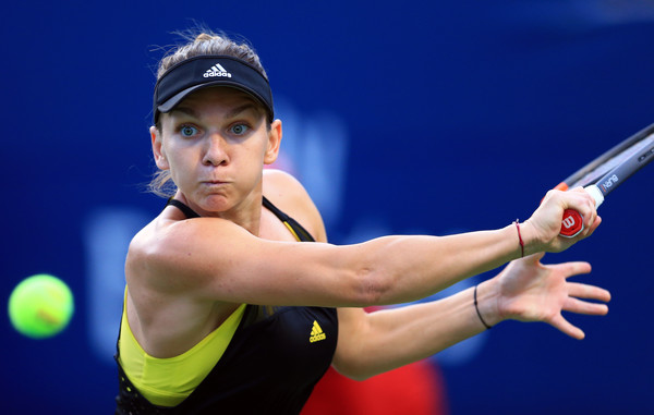 Halep stares down a backhand during her opening win in Toronto. Photo: Vaughn Ridley/Getty Images