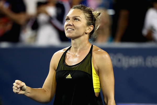 Halep celebrates her hard-fought win over Konta. Photo: Rob Carr/Getty Images