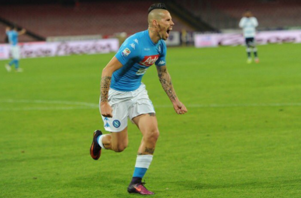 Hamsik celebra su gol frente a la Lazio | Foto: SSC Napoli