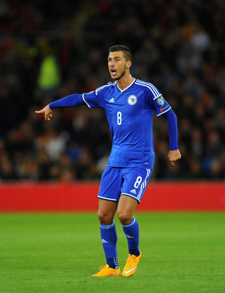 Medunjanin in action for the Bosnian national team Image Courtesy of Stu Forster/Getty Images Europe