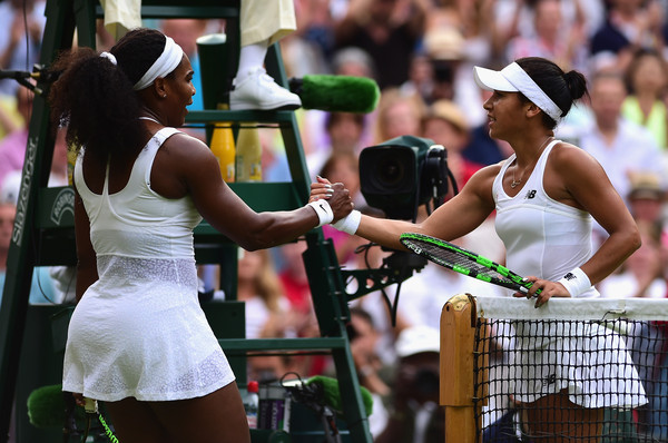 Serena Williams and Heather Watson exchange a handshake after their thrilling match back in 2015 | Photo: Shaun Botterill/Getty Images Europe