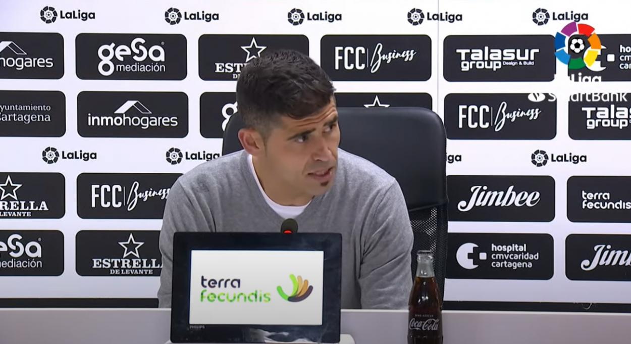 Hidalgo en la rueda de prensa posterior al FC Cartagena - CE Sabadell | Foto: LaLiga
