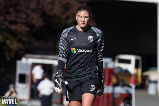 Hope Solo during the 2016 NWSL season opener with the Seattle Reign | Source: Brandon Farris - VAVEL USA