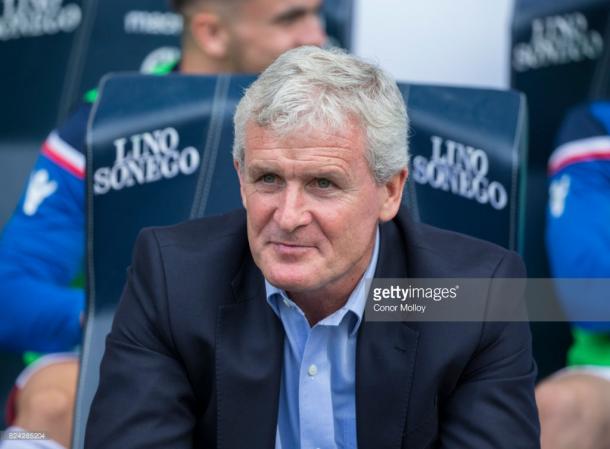 Mark Hughes during a recent pre-season friendly. Source - Getty Images.