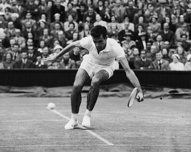 Mervyn Rose in action at Wimbledon back in 1954 (Hulton Archive/Central Press)