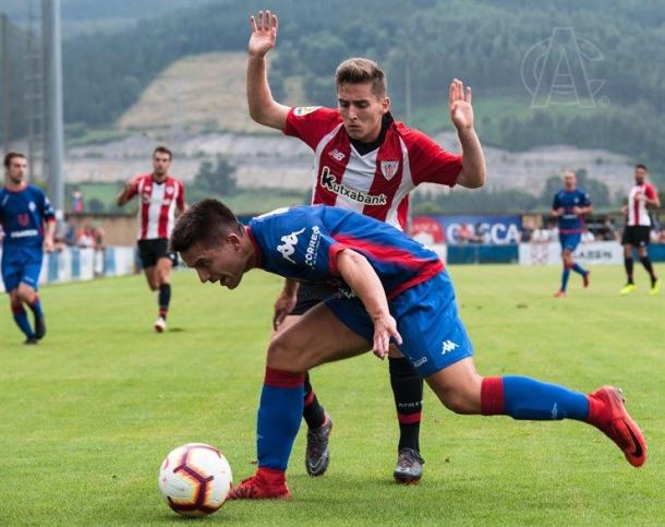 Iñigo Muñoz en su debut en la pretemporada. | Foto: Athletic