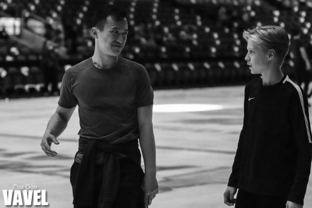 Passing the torch: Ahead of the show in Toronto on May 3, Patrick Chan took it upon himself to teach teenage sensation Stephen Gogolev how to skate at a show while being introduced. According to Chan, Gogolev has an undeniable talent that could end up replacing him on the international skating scene very soon.