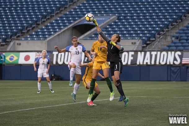 Lydia Williams earned a shutout in the win over the United States at the Tournament of Nations | Photo: Brandon Farris - VAVEL USA