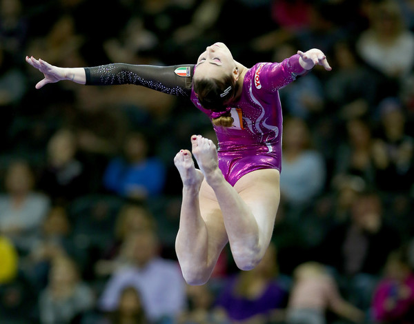 Carlotta Ferlito performs on the balance beam at the AT&T American Cup in Newark/Getty Images