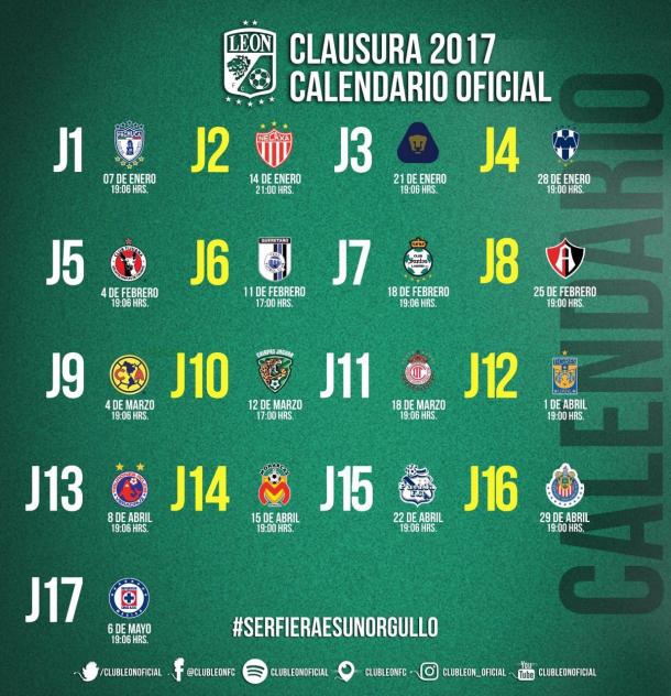 Listo el calendario de León para el Clausura 2017  VAVEL.com