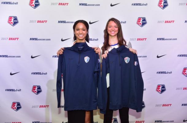 Darian Jenkins (left) and Ashley Hatch (right) at the 2017 NWSL College Draft | Source: North Carolina Courage