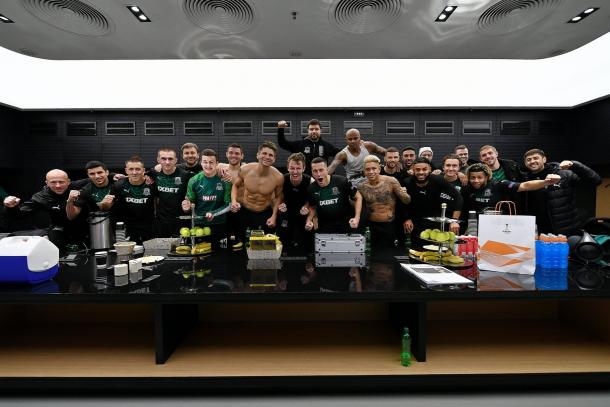 Los jugadores del Krasnodar celebran la victoria ante el Basilea. Fuente: Krasnodar