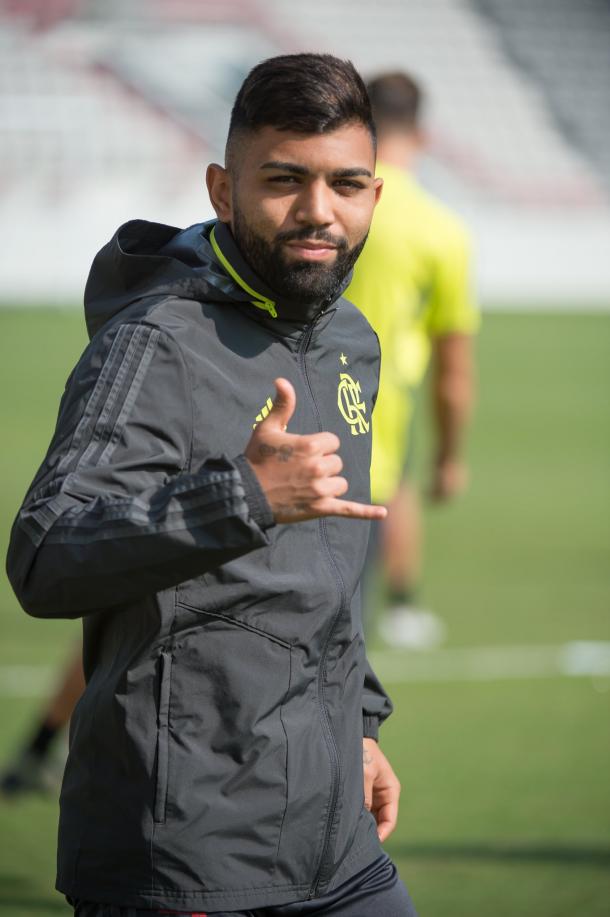 Gabigol em treino do Flamengo no Catar (Foto: Alexandre Vidal / Flamengo)