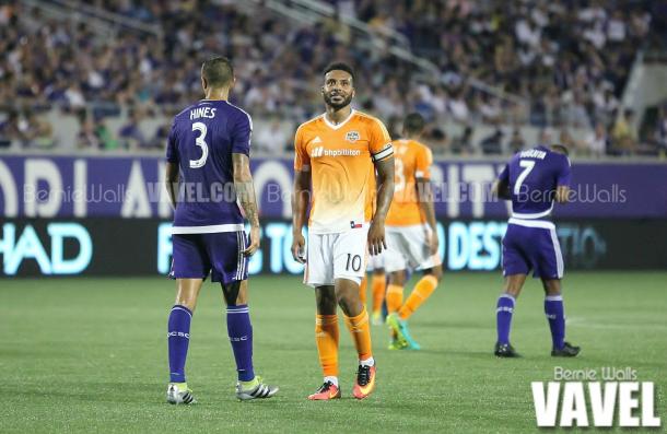 Houston will need Giles Barnes (Center) to step up against the Galaxy on Friday if the Dynamo will have any chance of picking up points on the road. Photo provided by Bernie Walls-VAVEL USA. 