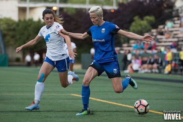 Megan Rapinoe (right) leads with 12 season goals in the league | Source: Brandon Farris - VAVEL USA