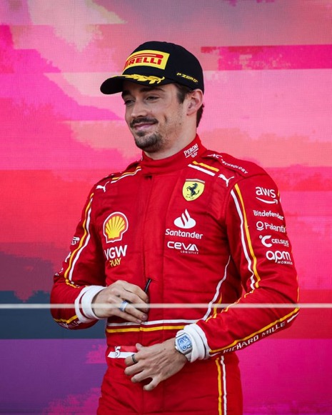 Leclerc en el podio. Fuente: Ferrari ‘X’