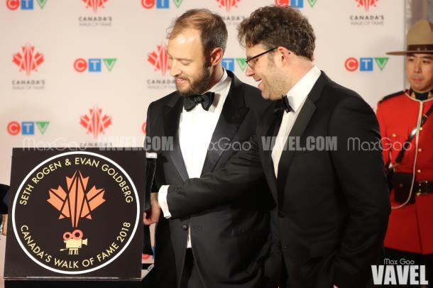 Friends Forever: Evan Goldberg and Seth Rogen unveil their joint star on Canada’s Walk of Fame.