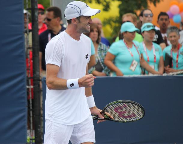 Tim Smyczek celebrates after defeating James McGee in the final round of qualifying at the 2016 Rogers Cup. | Photo: Max Gao