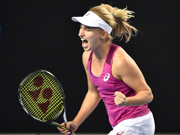 Gavrilova With The Crucial Break | Photo Courtesy of: Peter Parks (Getty Images)