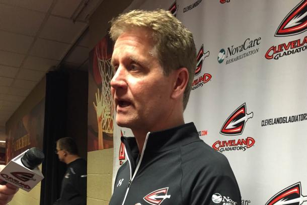 Cleveland Gladiators' Head Coach, Steve Thonn, speaks to the media