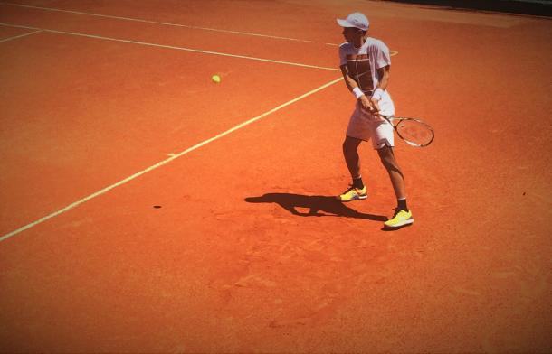 Borna Coric practiced today with Thomas Fabbiano. Borna's girlfriend was on the court watching the practice. (Pedro Cunha/VAVEL) 