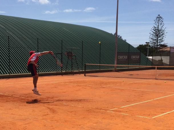 Carlos Berlocq serving during a practise session with Denis Istomin. (Pedro Cunha /VAVEL USA)