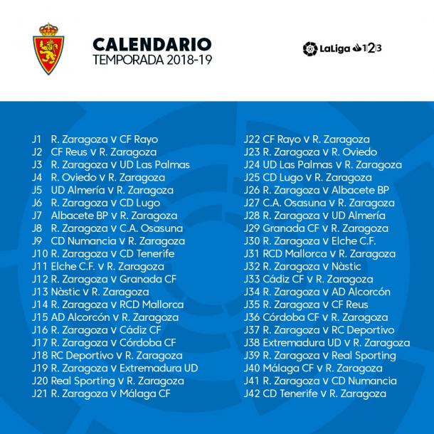Calendario del Real Zaragoza | Foto: LaLiga