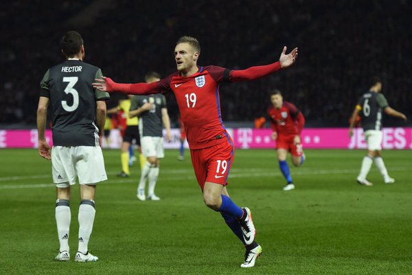 Jamie Vardy celebra su gol ante Alemania | Foto: The FA