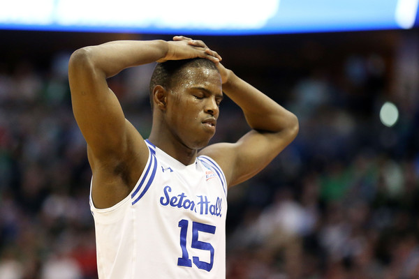 Isaiah Whitehead #15 of the Seton Hall Pirates reacts in the second half against the Gonzaga Bulldogs during the first round of the 2016 NCAA Men's Basketball Tournament at Pepsi Center on March 17, 2016 in Denver, Colorado. (March 16, 2016 - Source: Sean M. Haffey/Getty Images North America) 