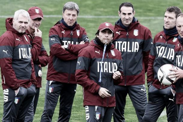 Above: New Chelsea manager Antonio Conte and his international coaching staff | Photo: The Mirror